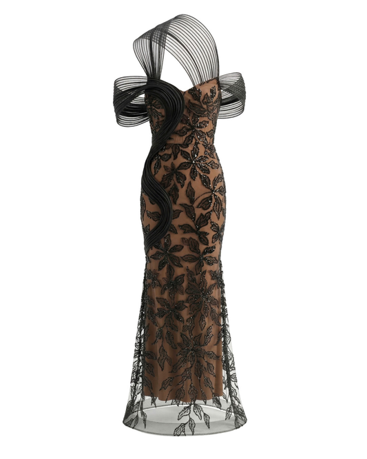 Bardot Sequin Floral Maxi Dress Black HV2843