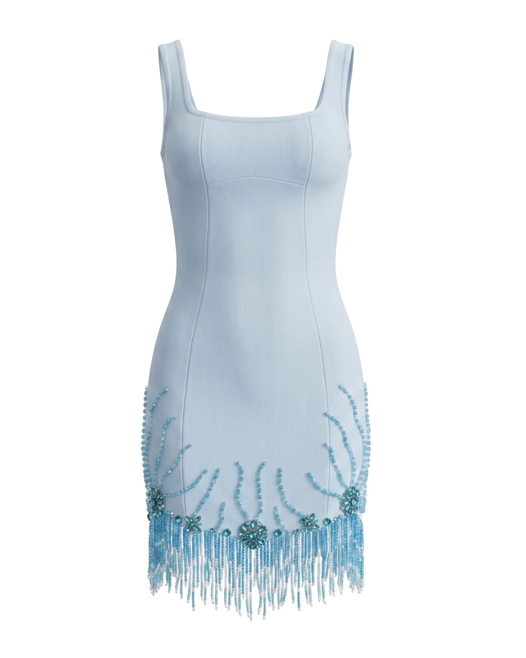 Crystal Floral Tassel Dress Light Blue HV2678