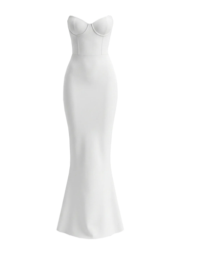 Strapless Bustier Maxi Dress White HV2981