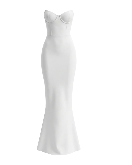 Strapless Bustier Maxi Dress White HV2981