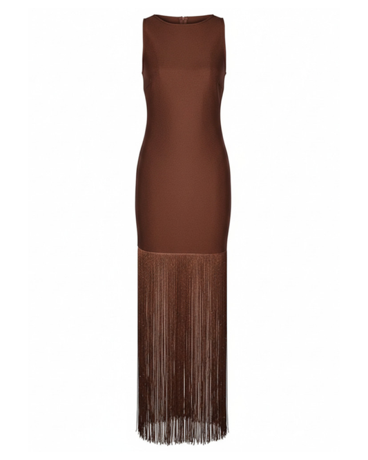 Tassel Maxi Dress Brown HV2742