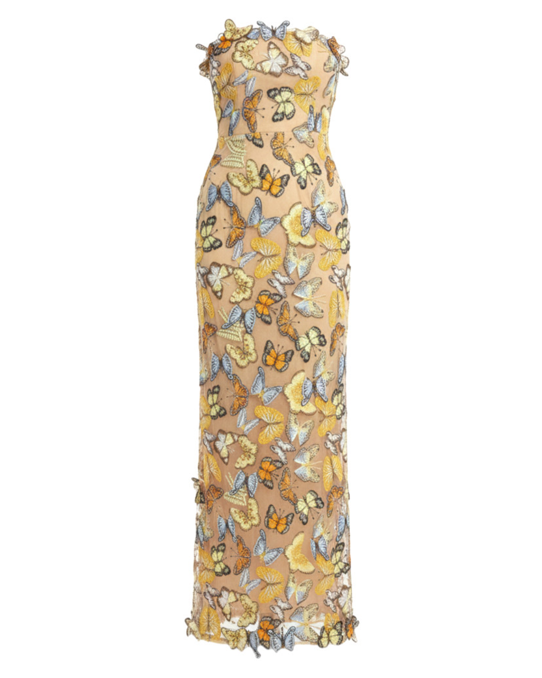 Strapless Butterfly Detail Corset Maxi Dress Yellow HV2740