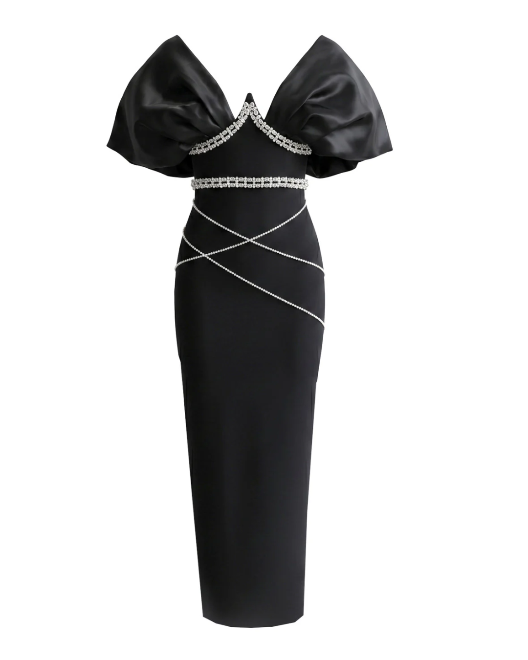 Bardot Crystal Bustier Maxi Dress Black HV2987
