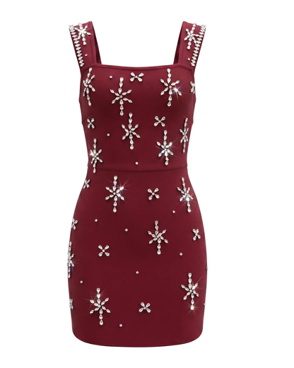 Crystal Embellished Mini Dress Black HV2986