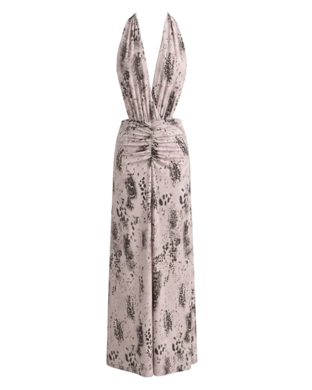 Floral Plunge V Neck Maxi Dress Pink HV2967