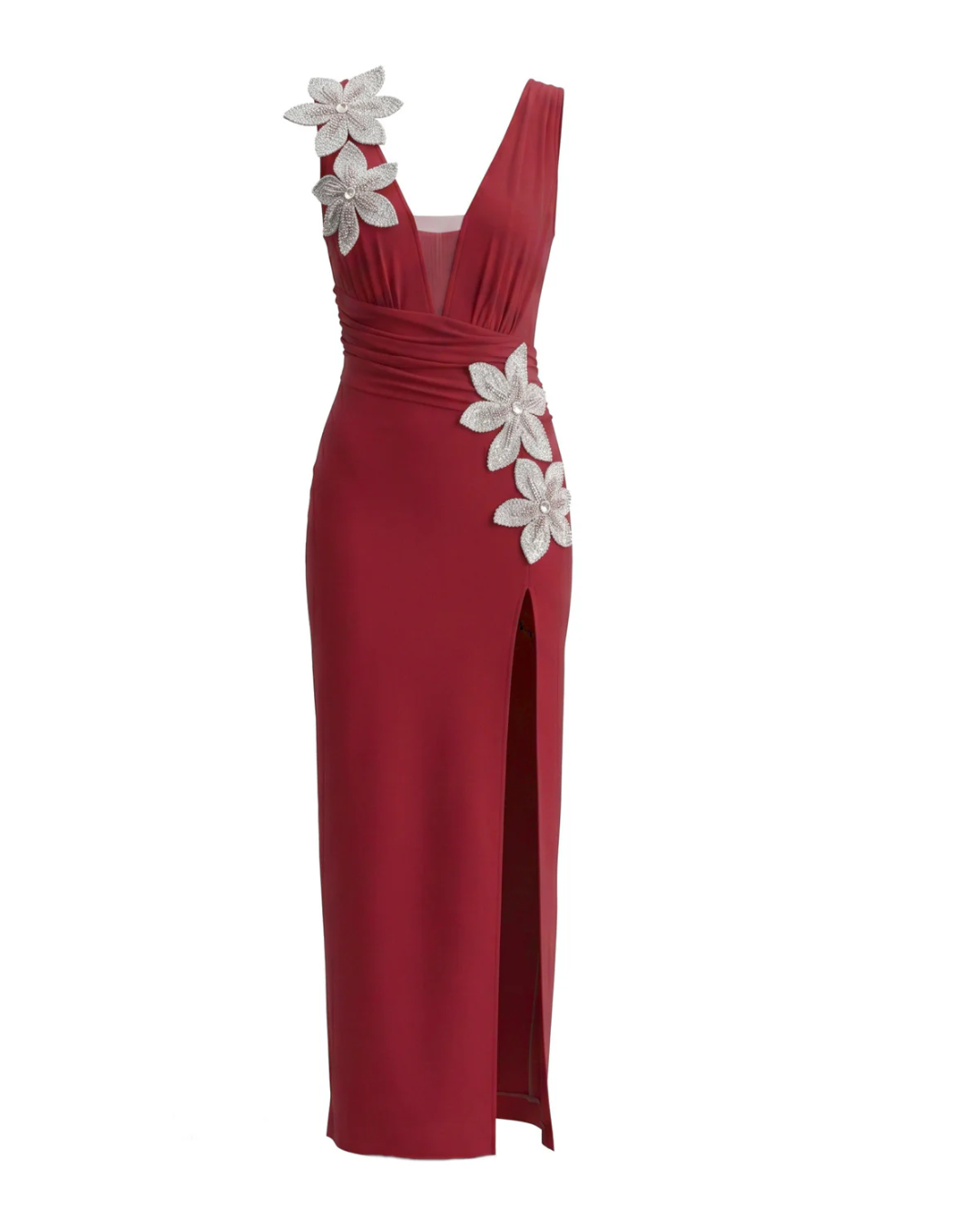 Floral Draped Maxi Dress Red HV2989