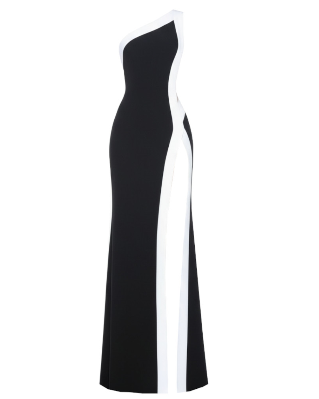 One Shoulder Maxi Dress Black White HV2379