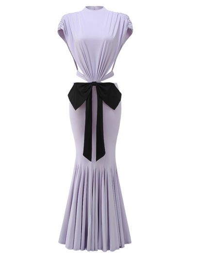 Bow Backless Maxi Dress Lavender HV2269