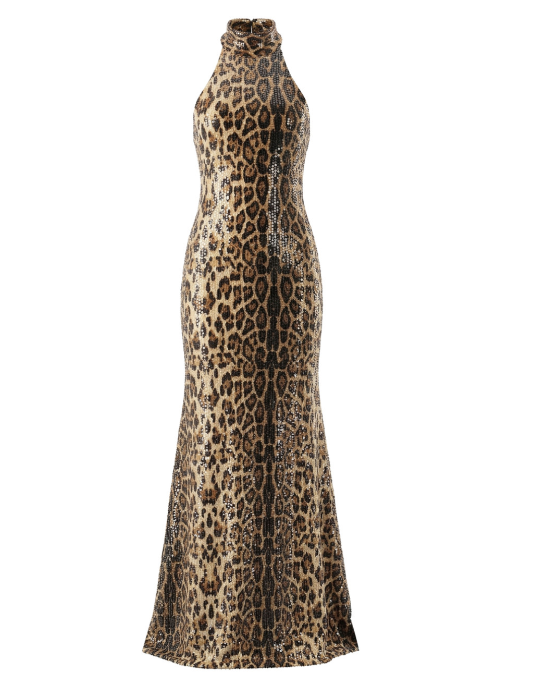 Animal Print Halter Sequin Maxi Dress HV2933