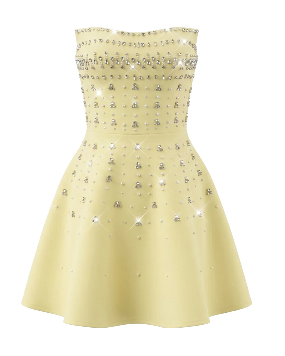 Strapless Crystal A Line Dress Yellow HV3035