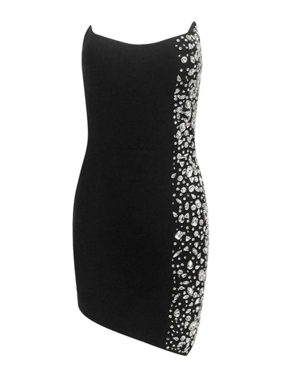 Strapless Crystal Side Dress Black HV2653