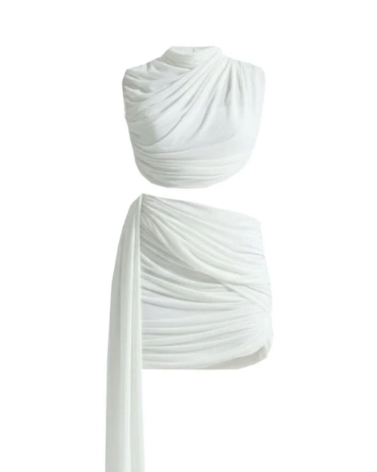 Draped Two Piece Dress White HV2722