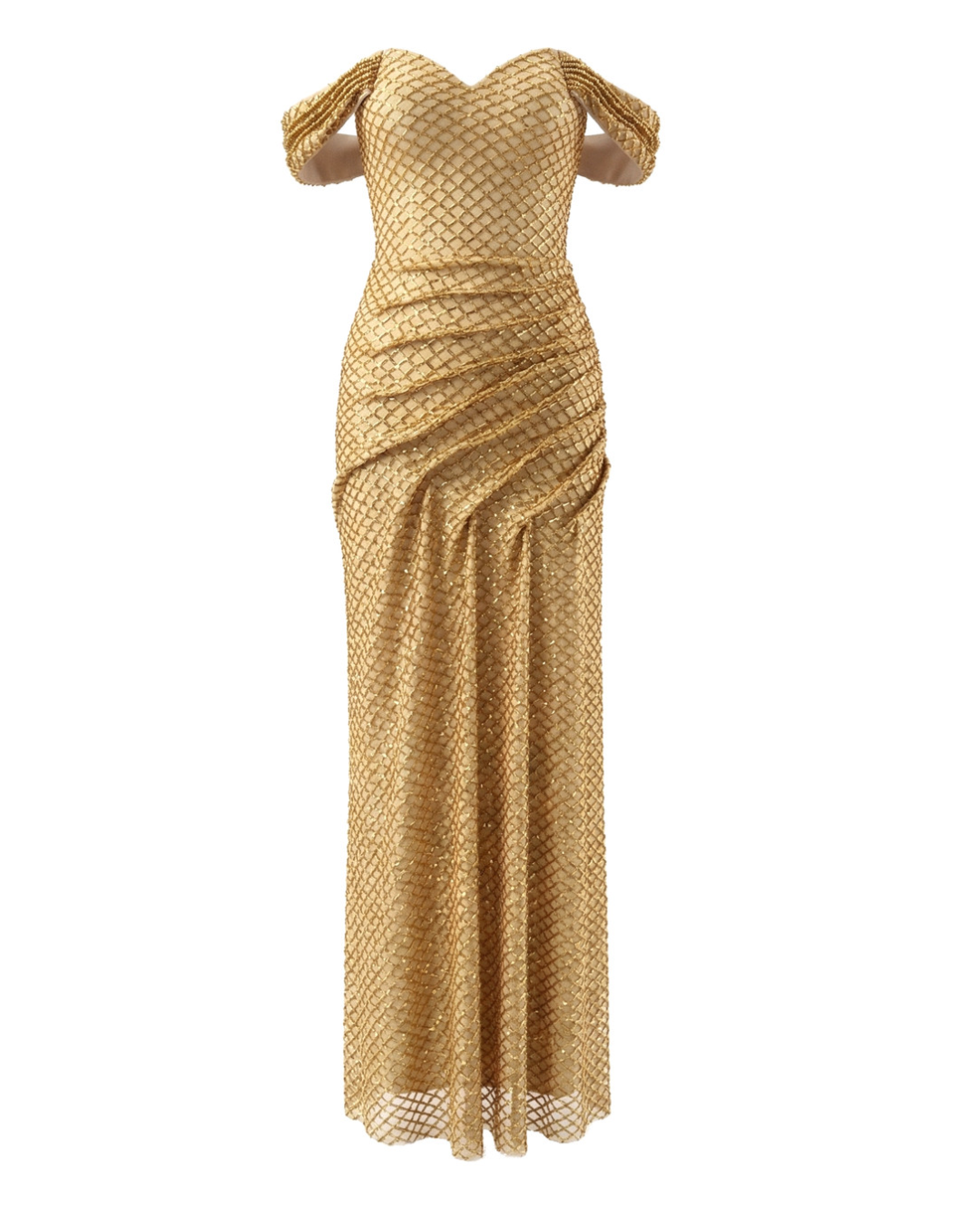 Sequin Bardot Maxi Dress Gold HV2905