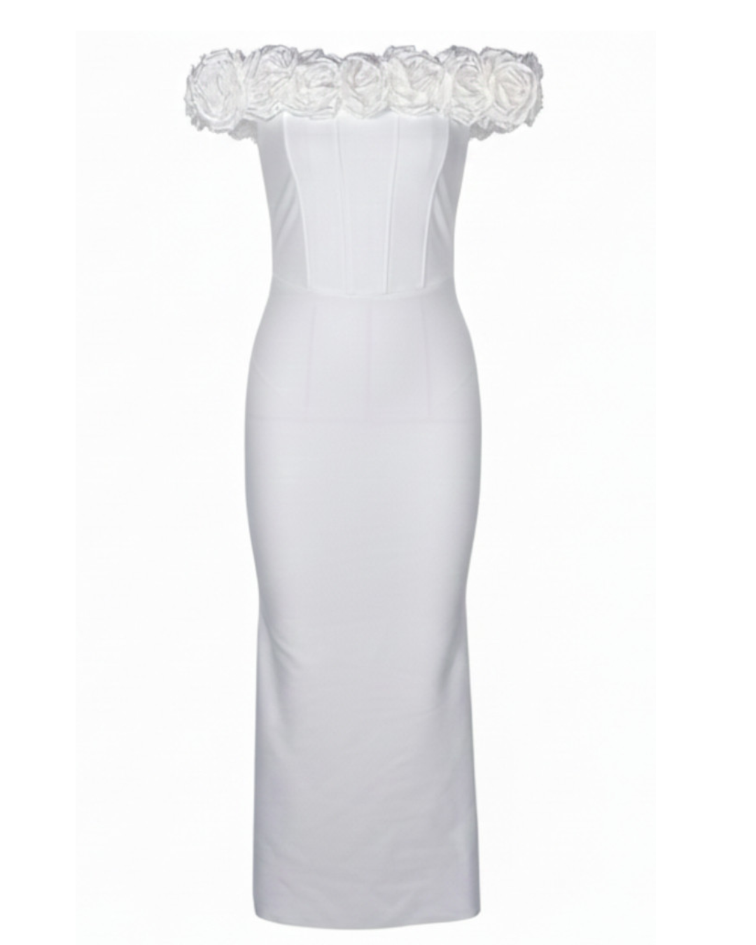 Floral Bardot Midi Dress White HV2754