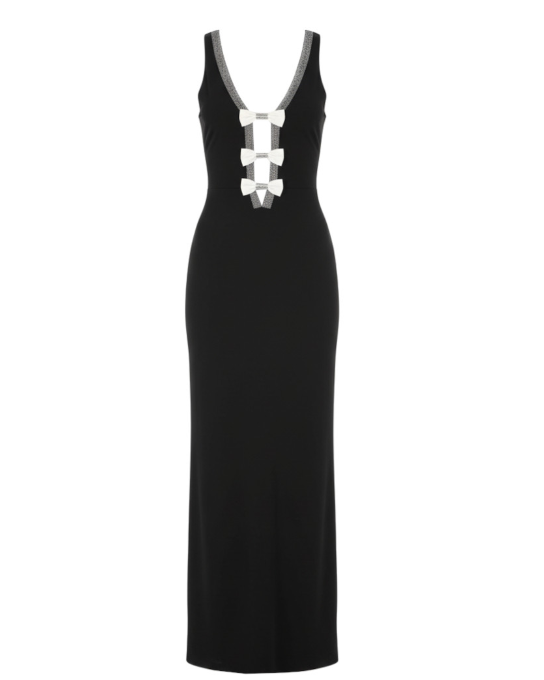 Halter Crystal Bow Detail Maxi Dress Black HV2539