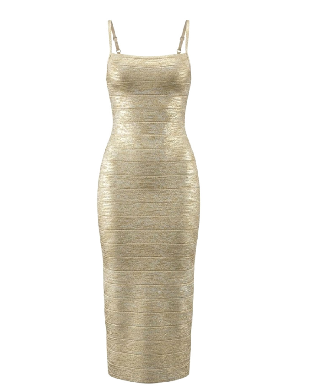 Woodgrain Foil Print Maxi Dress Gold HV2942