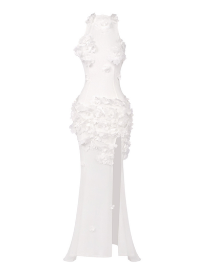 Floral Embellished Maxi Dress White HV2001