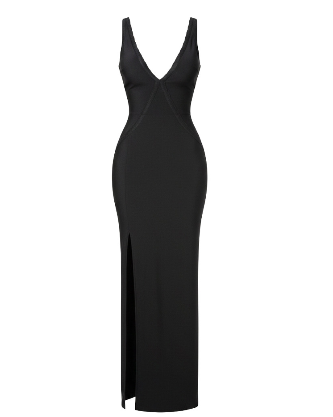 Scalloped Lace Backless Maxi Dress Black HV2421