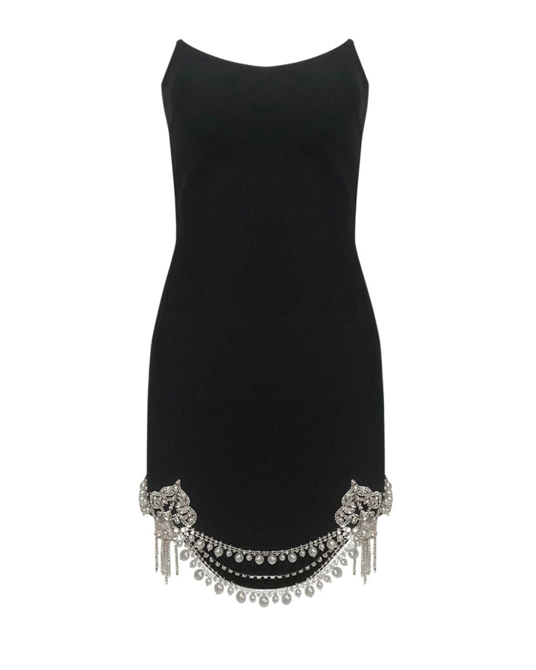 Strapless Crystal Hem Dress Black HV2690