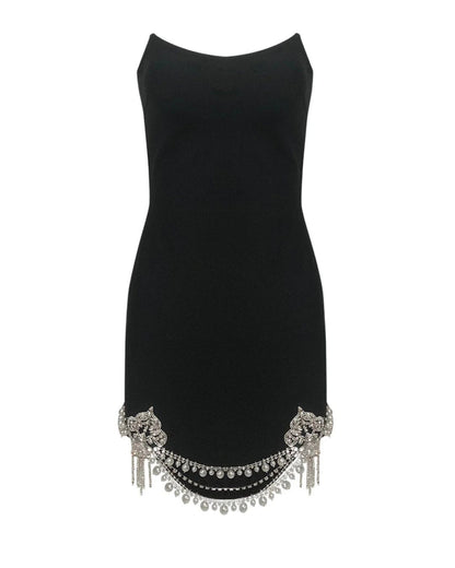Strapless Crystal Hem Dress Black HV2690