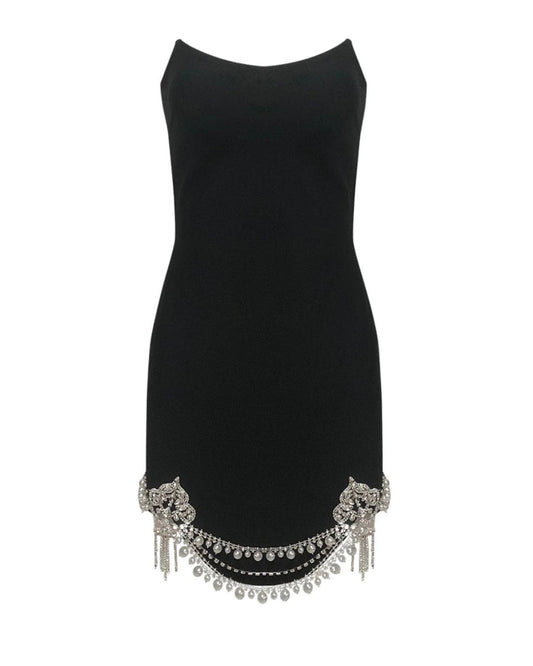 Strapless Crystal Hem Dress Black HV2690