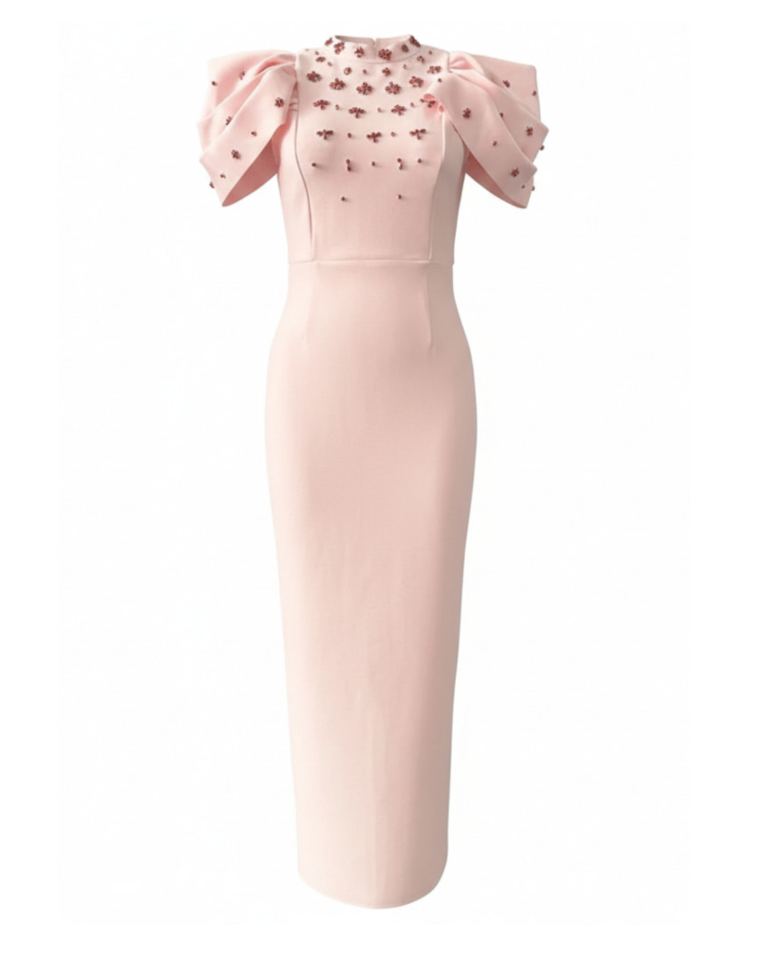 Draped Short Sleeve Crystal Maxi Dress HV2802