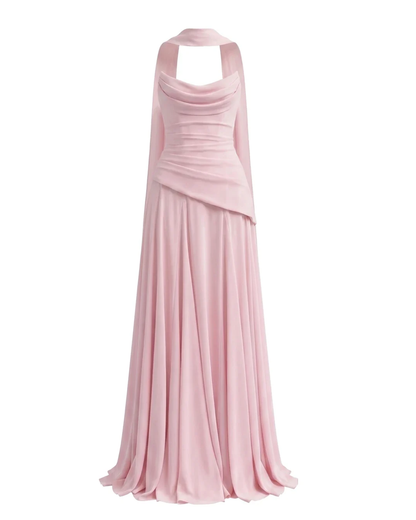 Strapless Draped Corset A Line Maxi Dress HV3184
