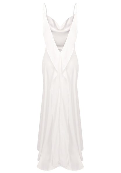 Backless A Line Maxi Dress White HV0116