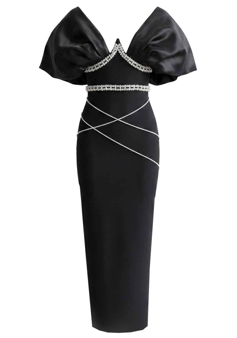 Bardot Crystal Bustier Maxi Dress Black HV2987