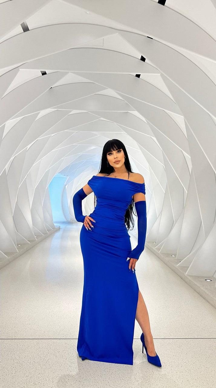 Bardot Draped Maxi Dress Blue