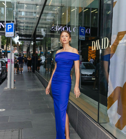 Bardot Draped Maxi Dress Blue