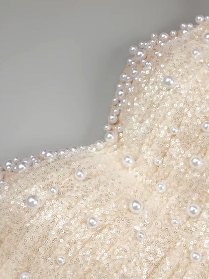 Bardot Pearl Sequin Maxi Dress Gold