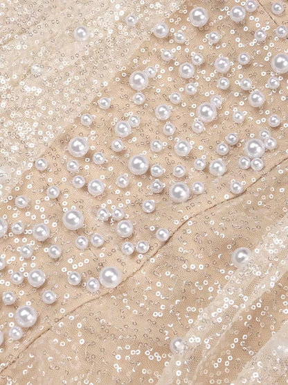 Bardot Pearl Sequin Maxi Dress Gold