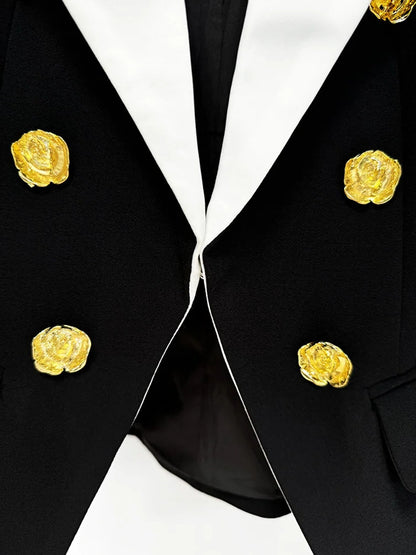 Blazer Skirt Suit Black White