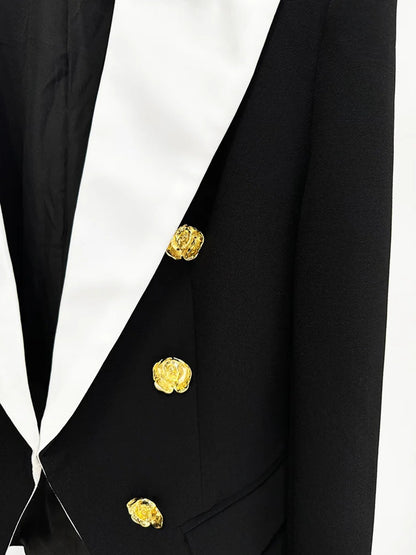 Blazer Skirt Suit Black White