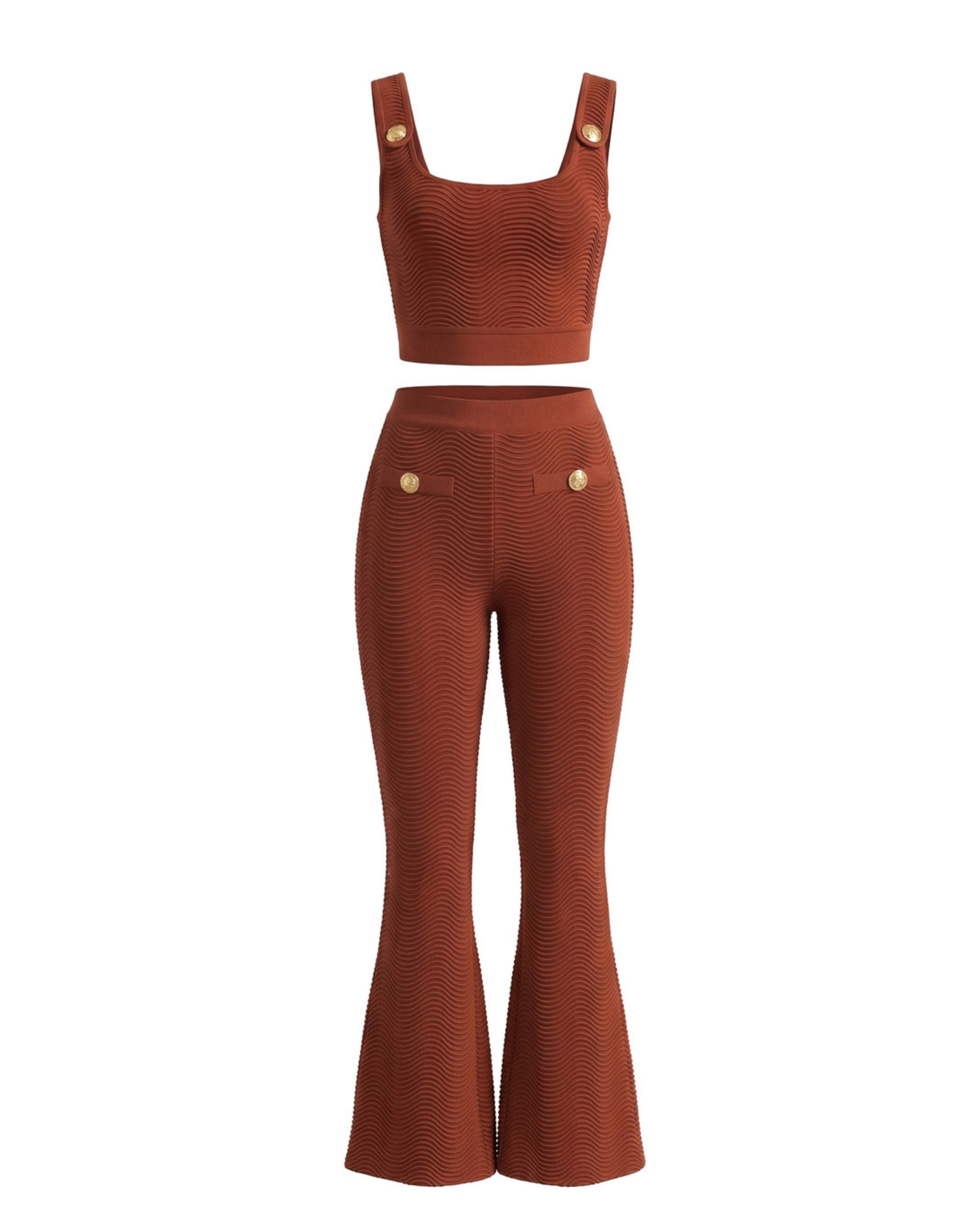 Ribbed Two Piece Jumpsuit Rust HV2881