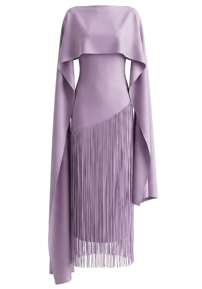 Cape Tassel Maxi Dress Lavender HV3117
