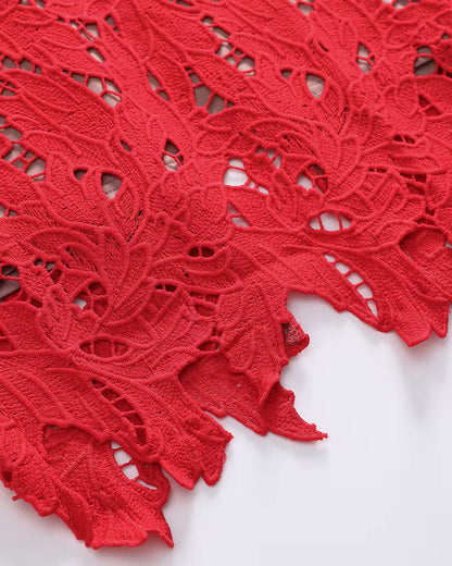 Crochet Maxi Dress Red