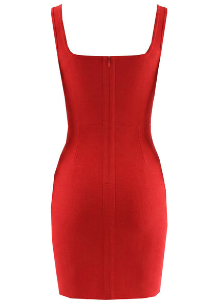 Crystal Neckline Dress Red HV2706
