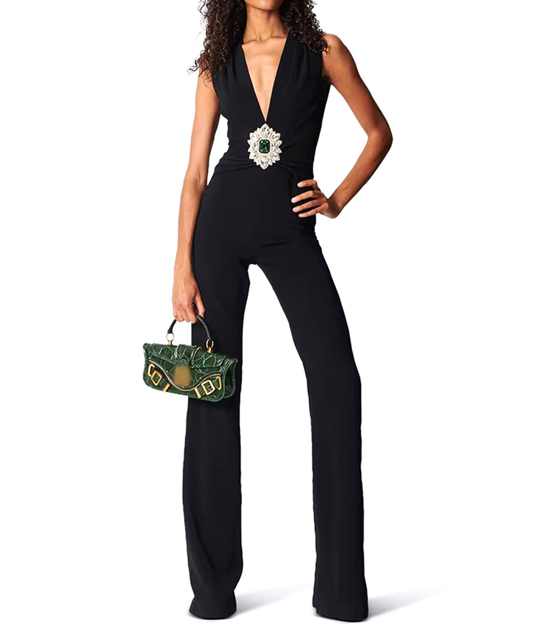 Crystal Detail Jumpsuit Black