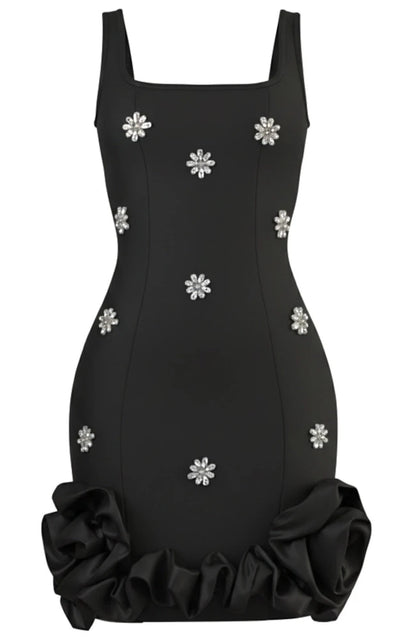 Crystal Embellished Floral Bubble Detail Dress HV2896