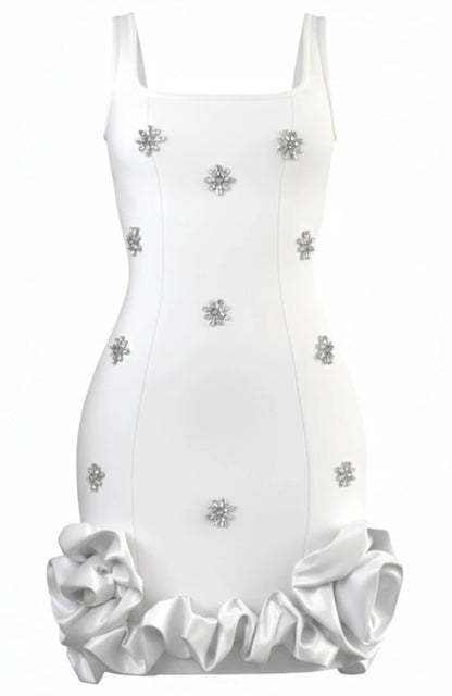 Crystal Embellished Floral Bubble Detail Dress HV2896