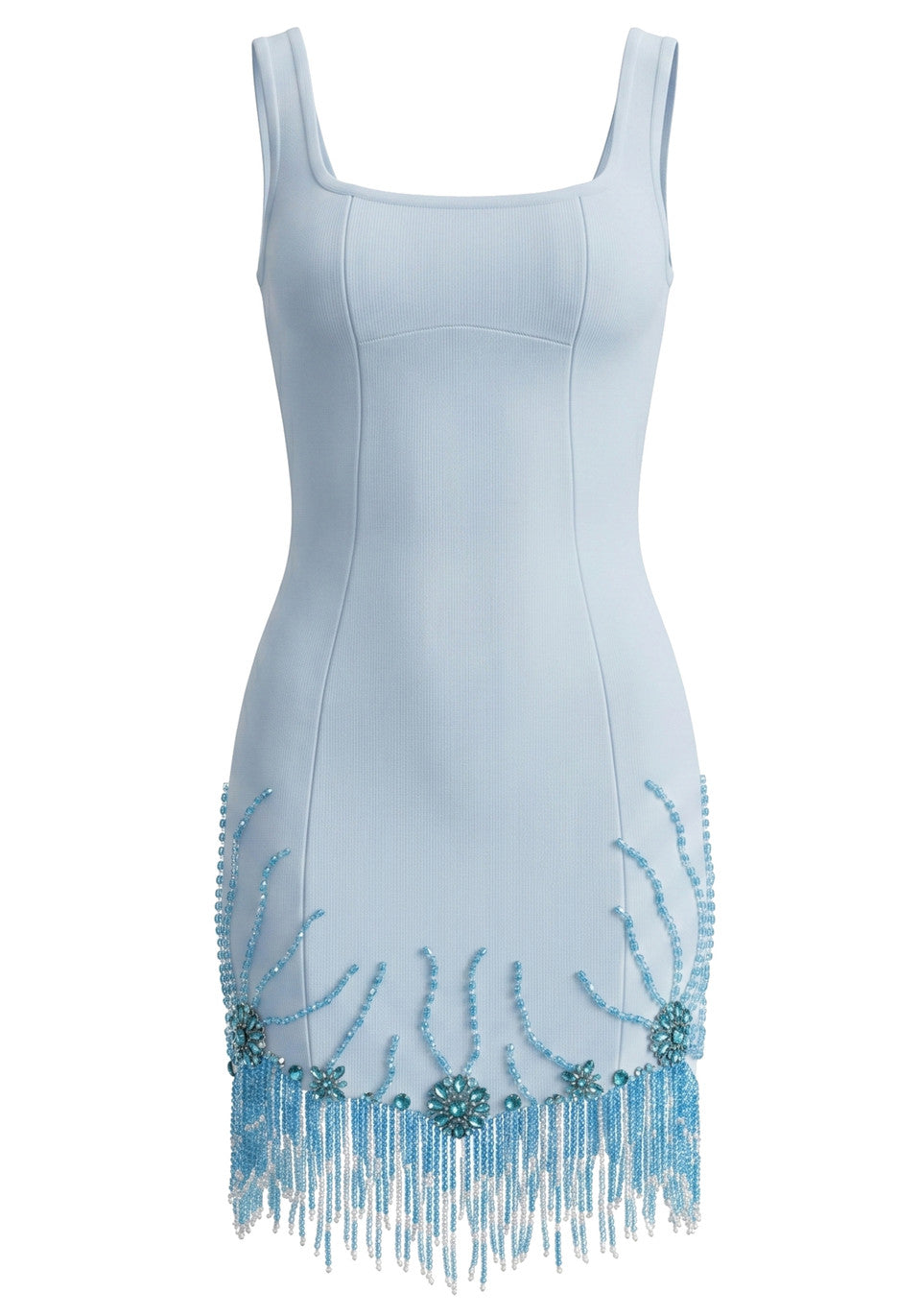 Crystal Floral Tassel Dress Light Blue HV2678