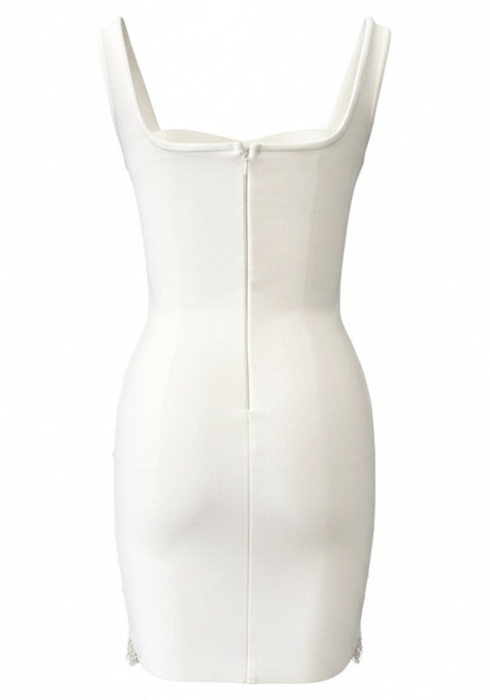 Crystal Pearl Tassel Dress White HV2678
