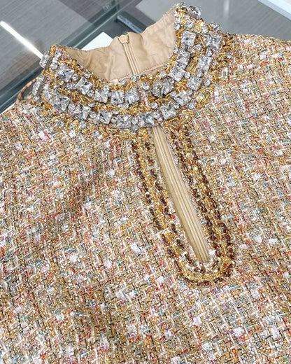 Crystal Sequin Dress Gold
