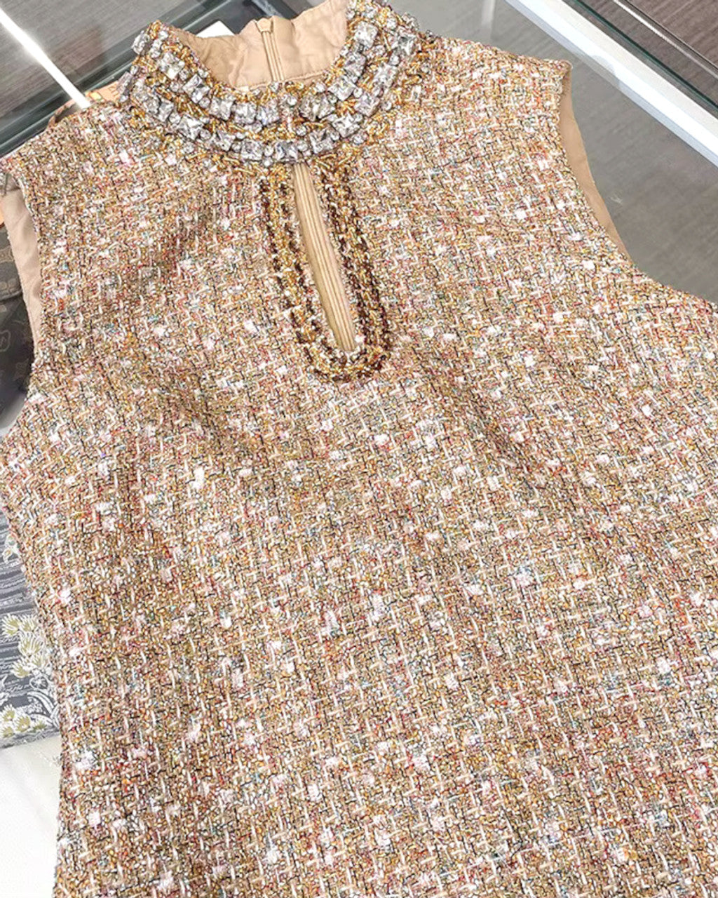 Crystal Sequin Dress Gold
