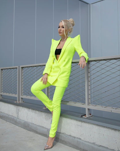Long Sleeve Blazer Dress Neon