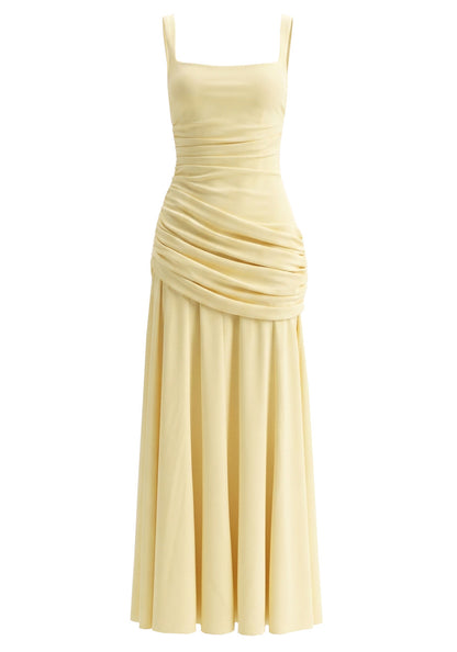 Draped A Line Corset Maxi Dress Yellow HV3154