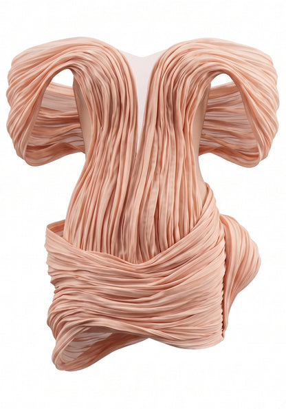 Draped Bardot Dress Coral HV3161