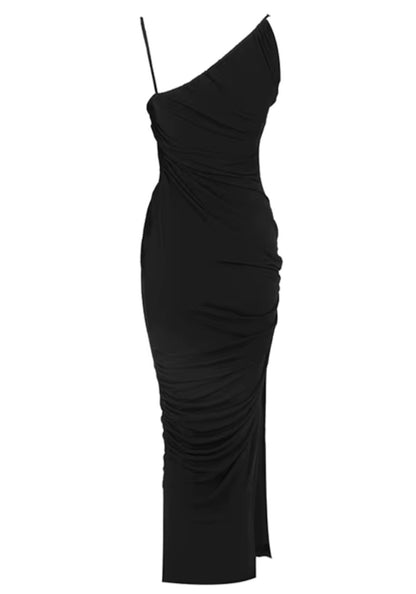 Bustier Draped Maxi Dress Black Green